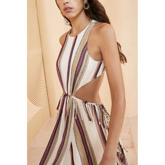 NWT Ulla Johnson Caterina Maxi Dress Positano Linen Cut Out Open Back Size 8 - Picture 2 of 15